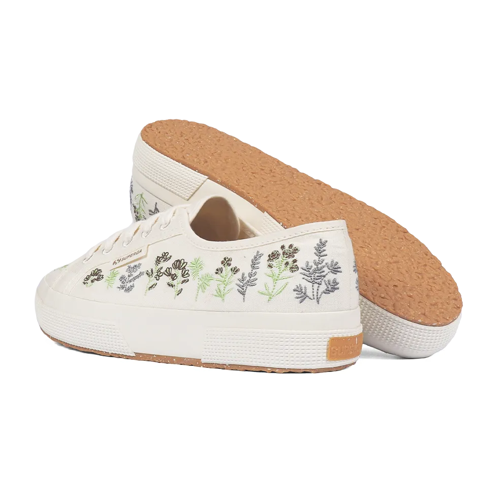 Superga 2750 Organic Flowers Embroidery Green Chocolate