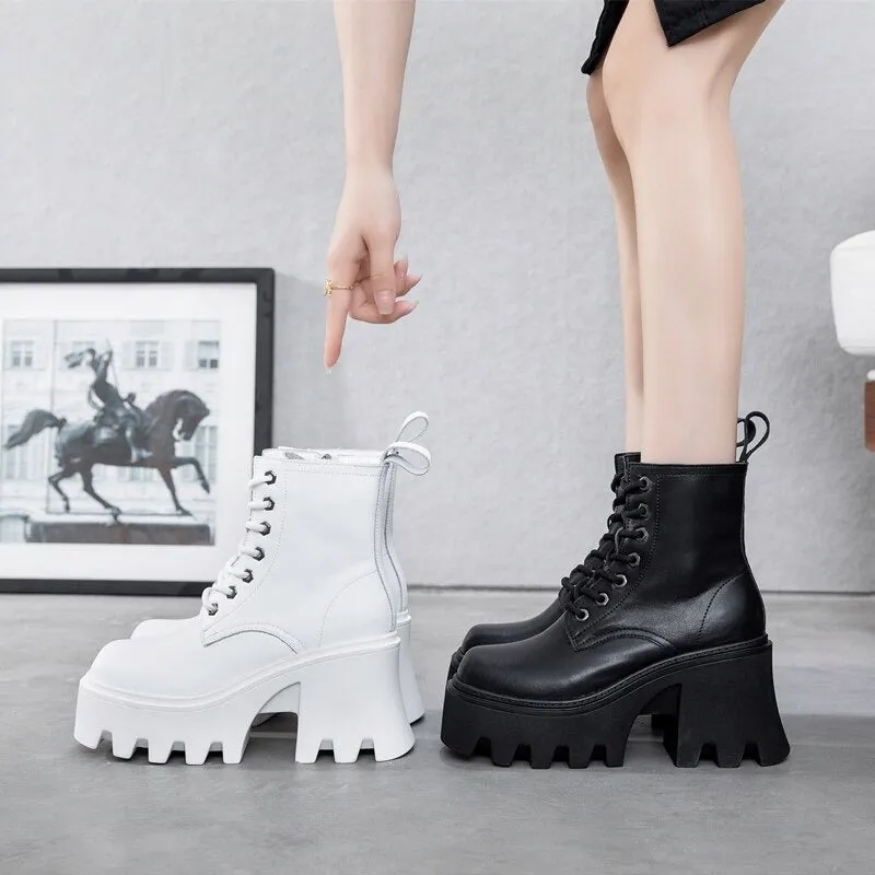 Trendy and Chic Platform Square Heel Ankle Boots for Women