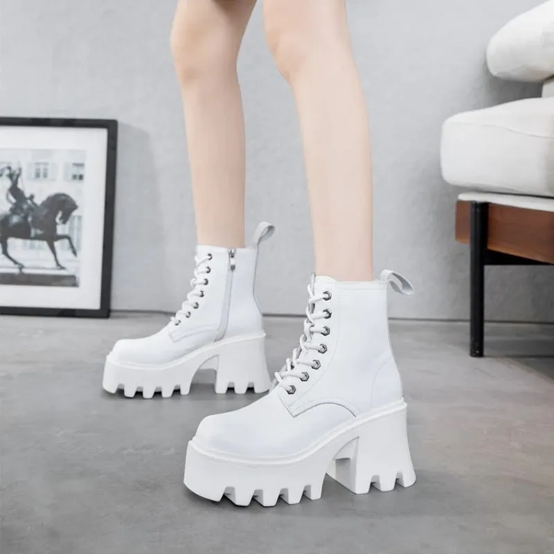 Trendy and Chic Platform Square Heel Ankle Boots for Women