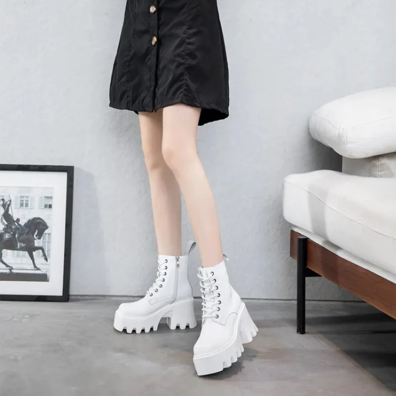 Trendy and Chic Platform Square Heel Ankle Boots for Women