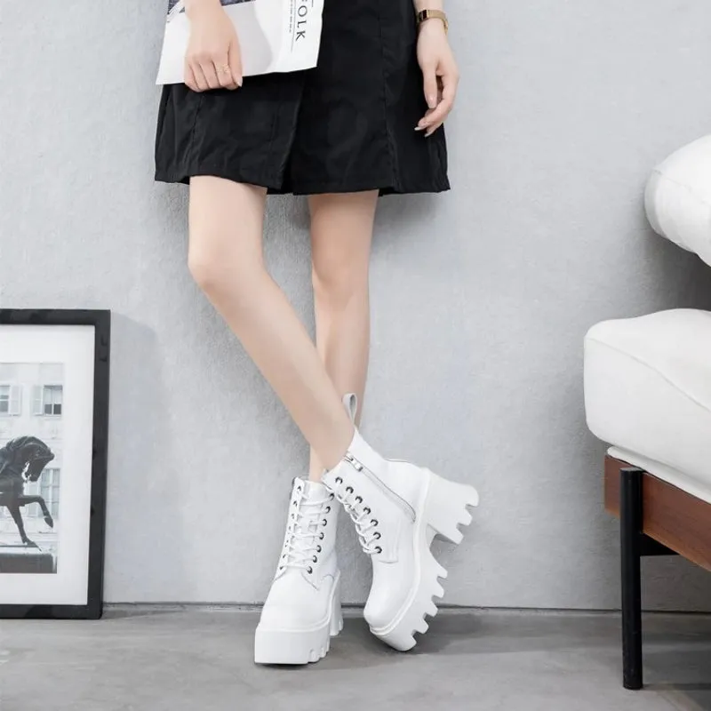 Trendy and Chic Platform Square Heel Ankle Boots for Women