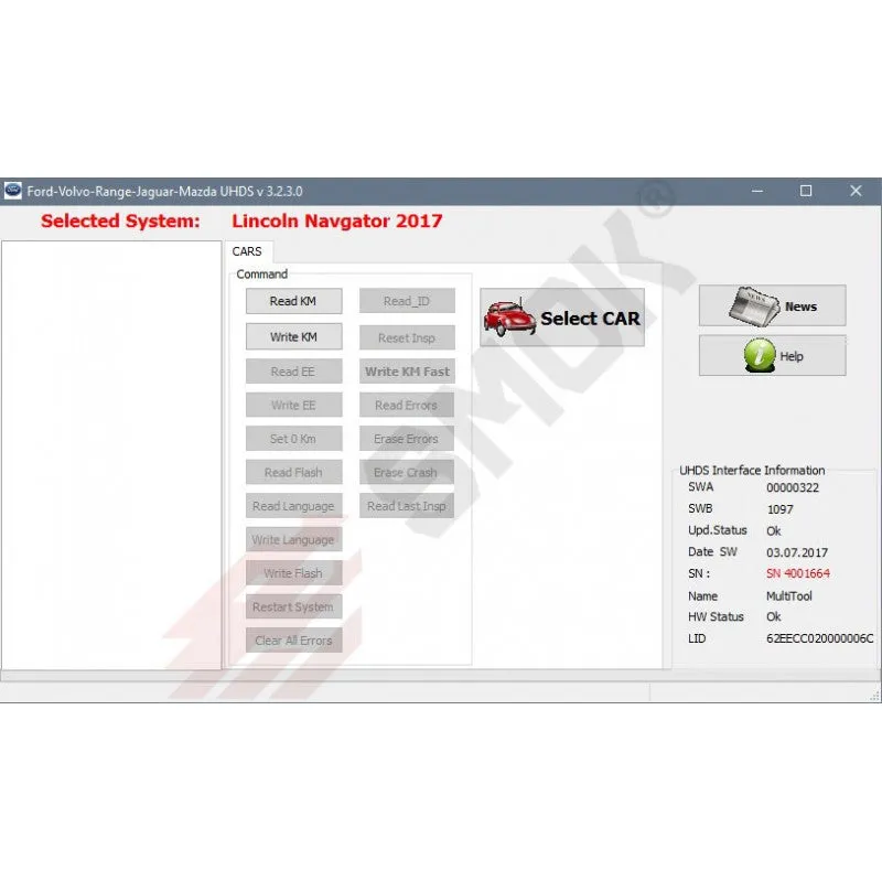 UHDS - FD0014 Ford Expedition/Lincoln Navigator 2017 change KM OBD