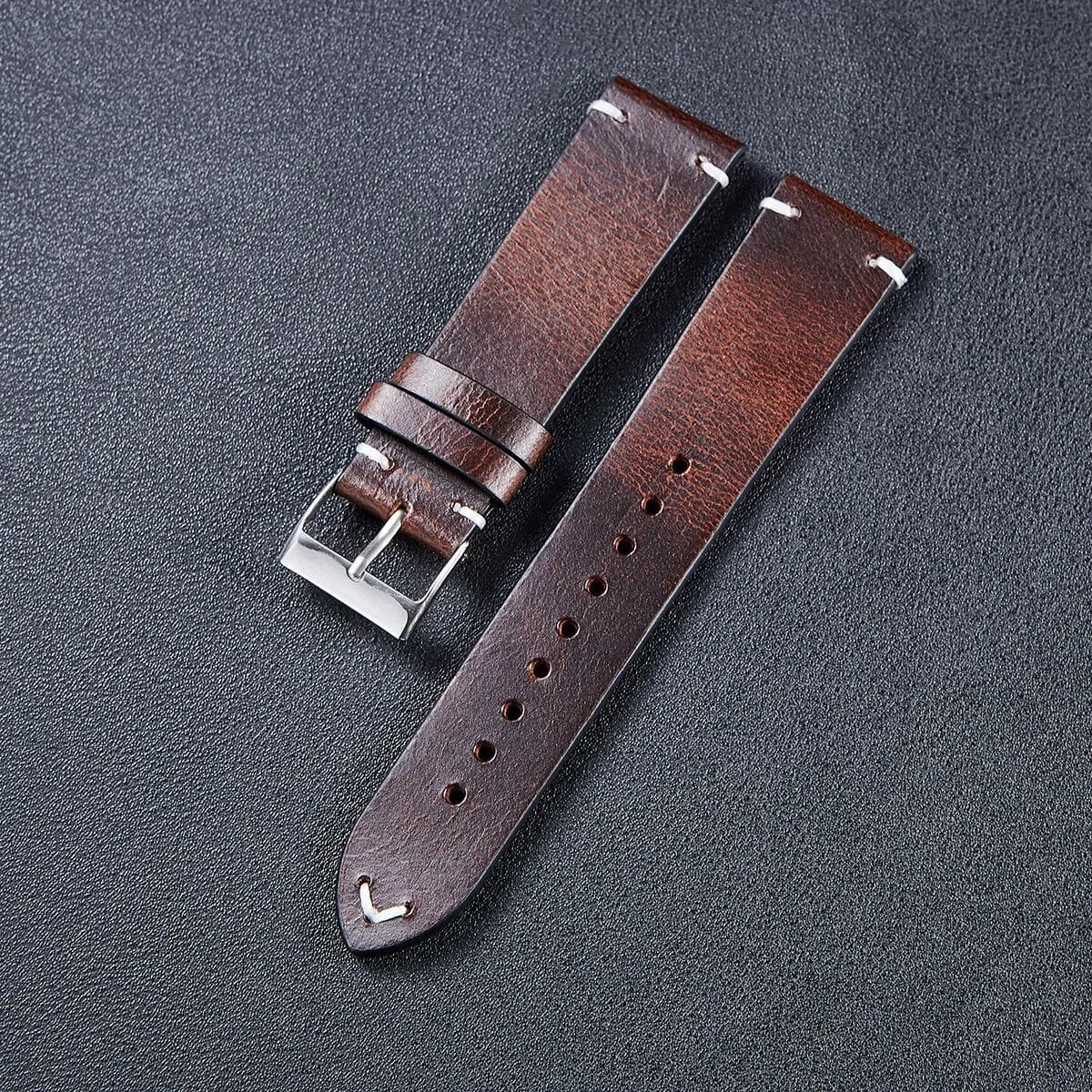 Vintage Oiled Leather Watch Straps Compatible with the Timex 22mm Range