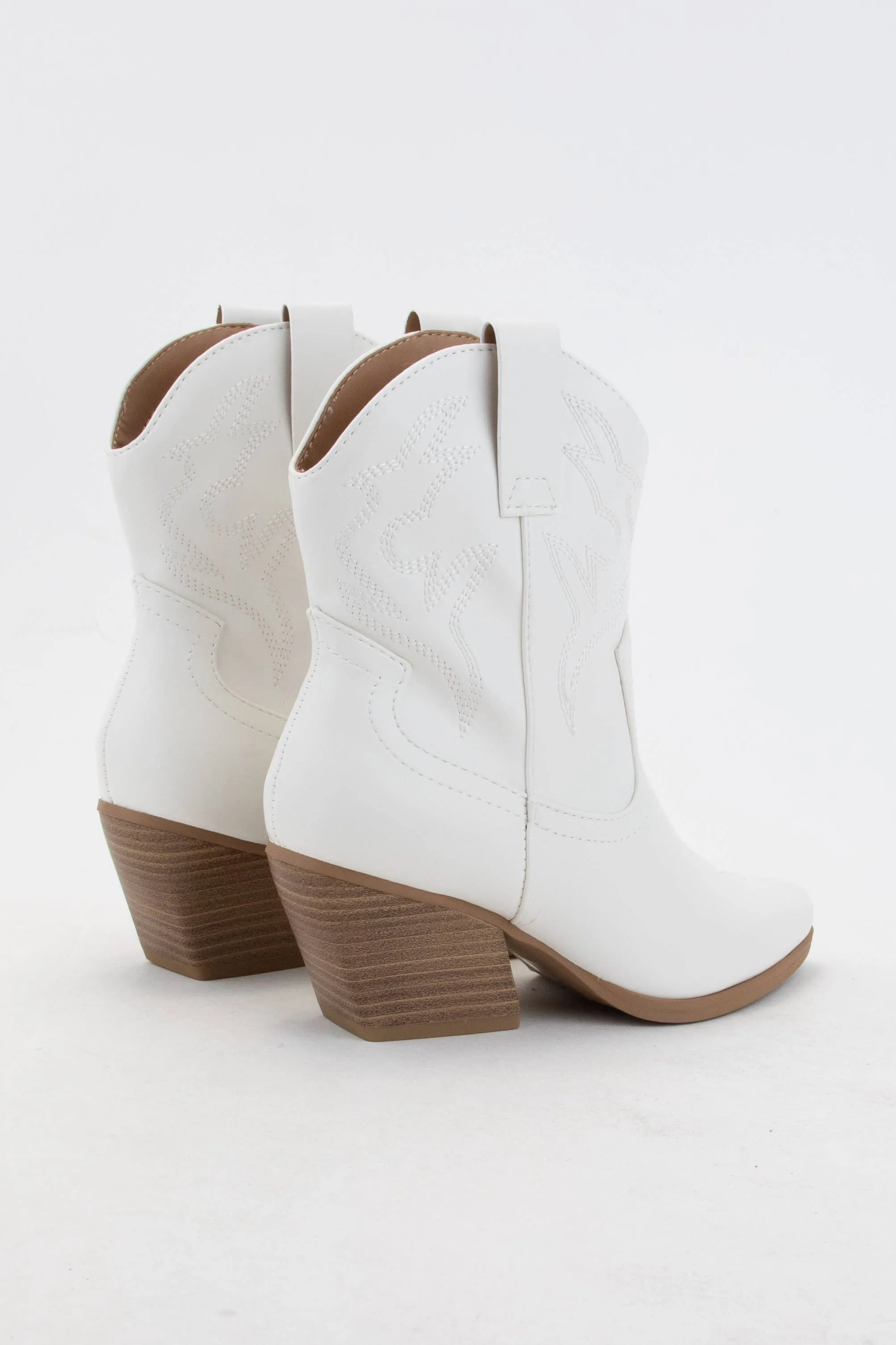 White Blazing Embroidered Ankle Boot