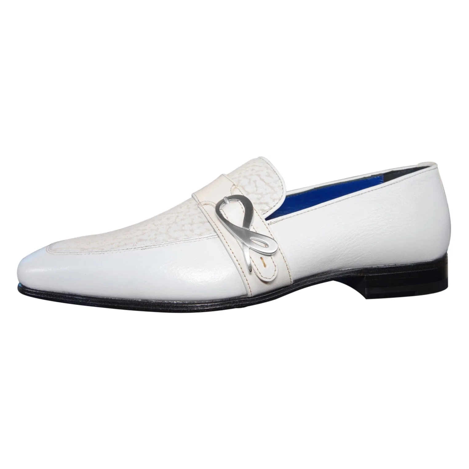 White Piega Monk Silver Loafer