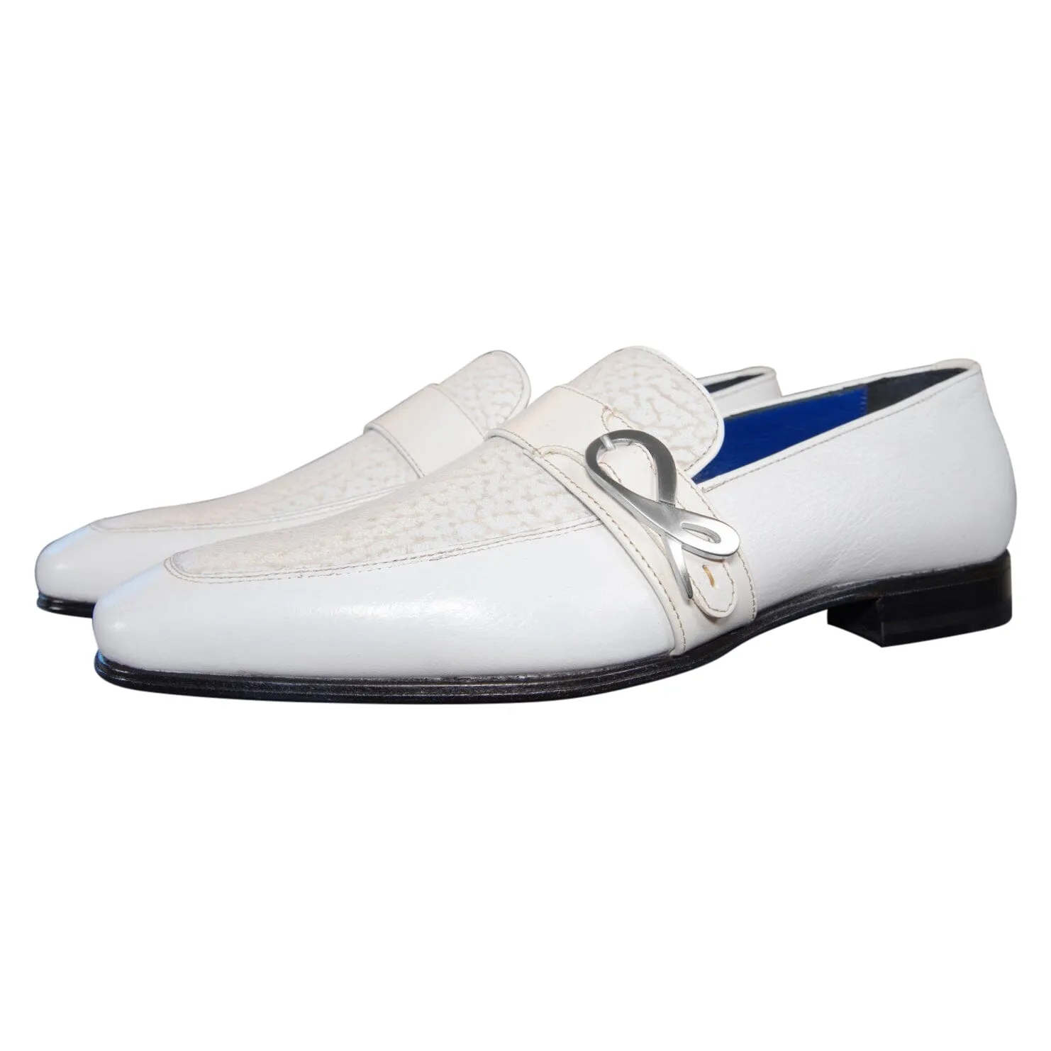 White Piega Monk Silver Loafer