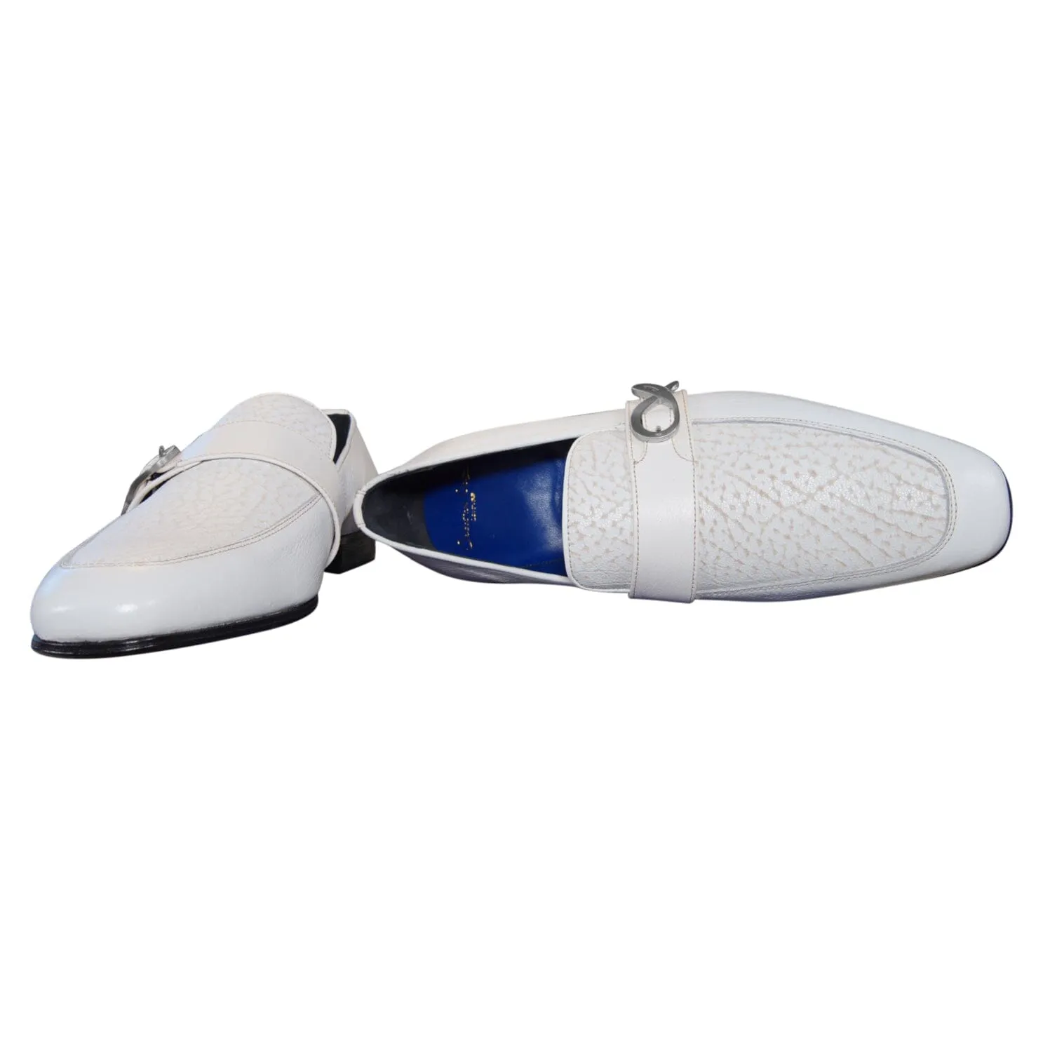 White Piega Monk Silver Loafer