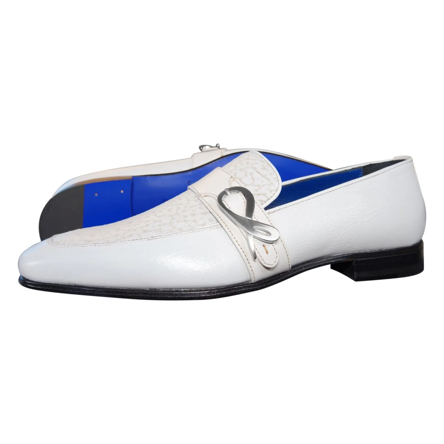 White Piega Monk Silver Loafer