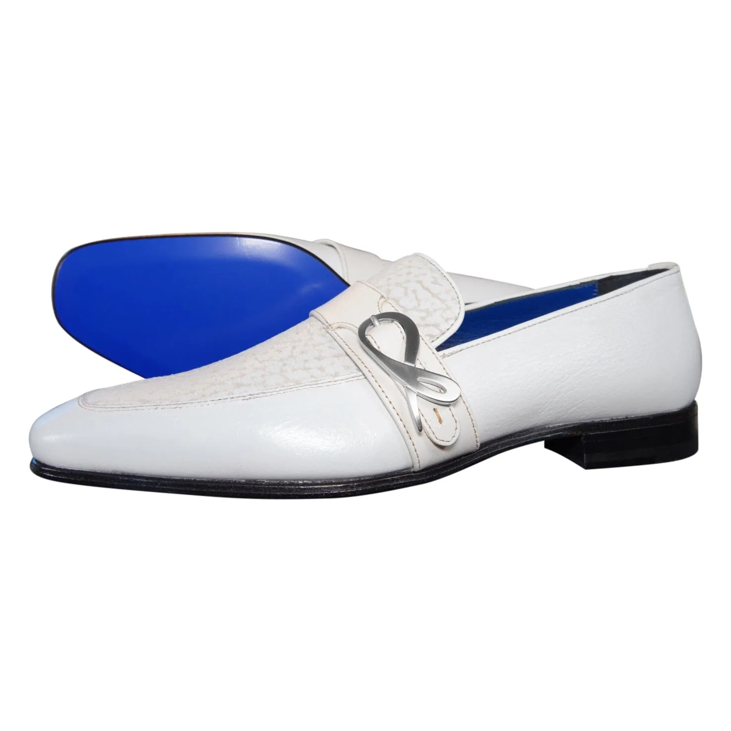 White Piega Monk Silver Loafer