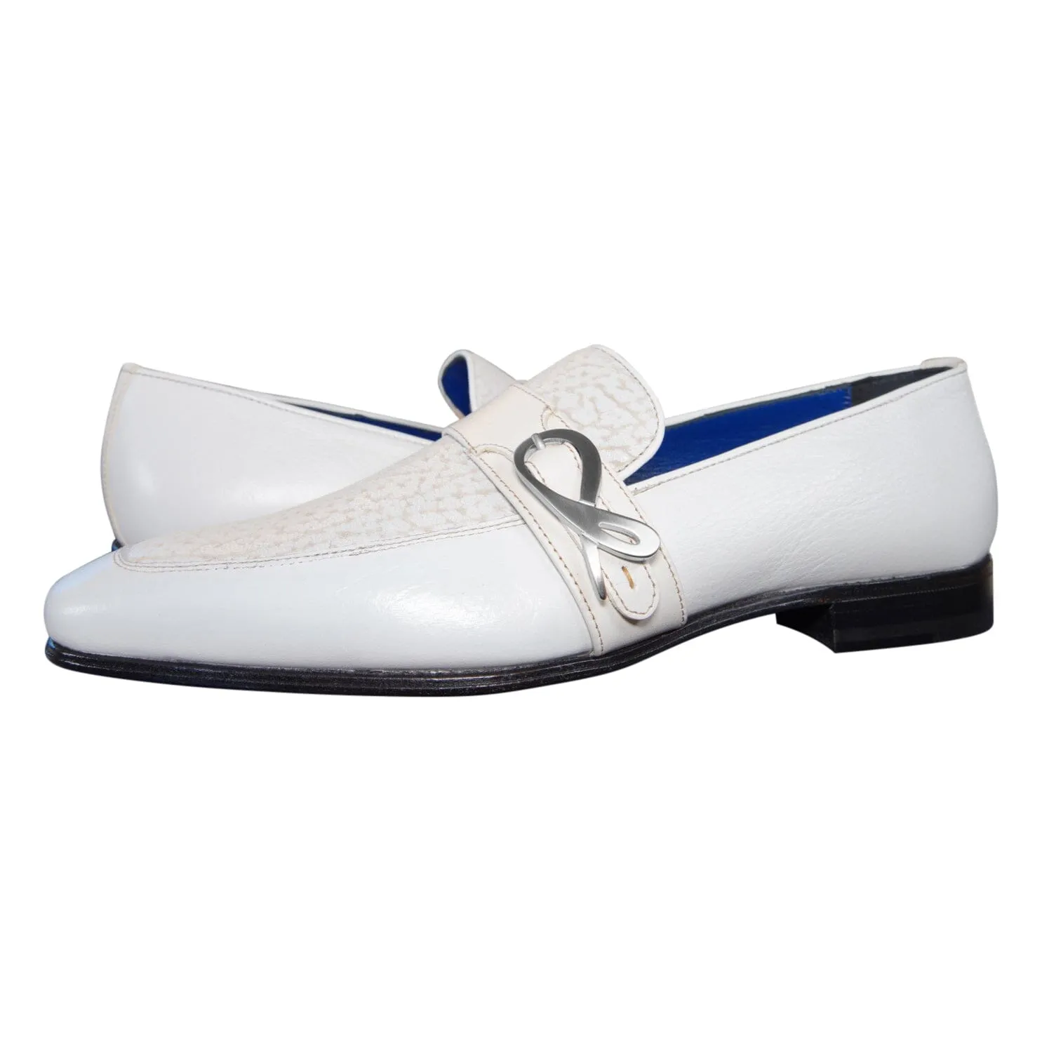 White Piega Monk Silver Loafer