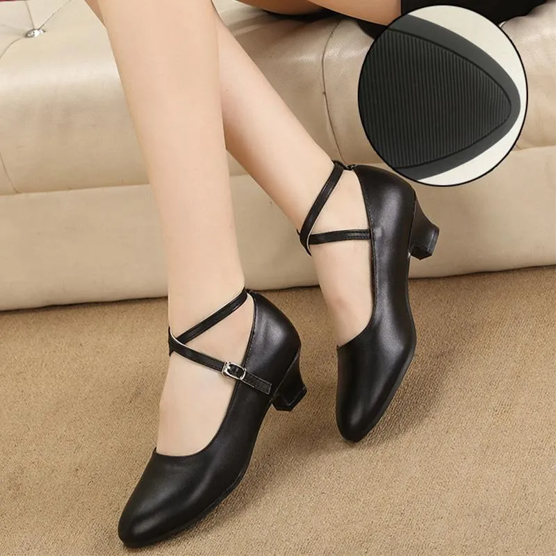 Women's Real Leather 3.5cm/5.5cm Heels Ballroom Dance Shoes Character Shoes