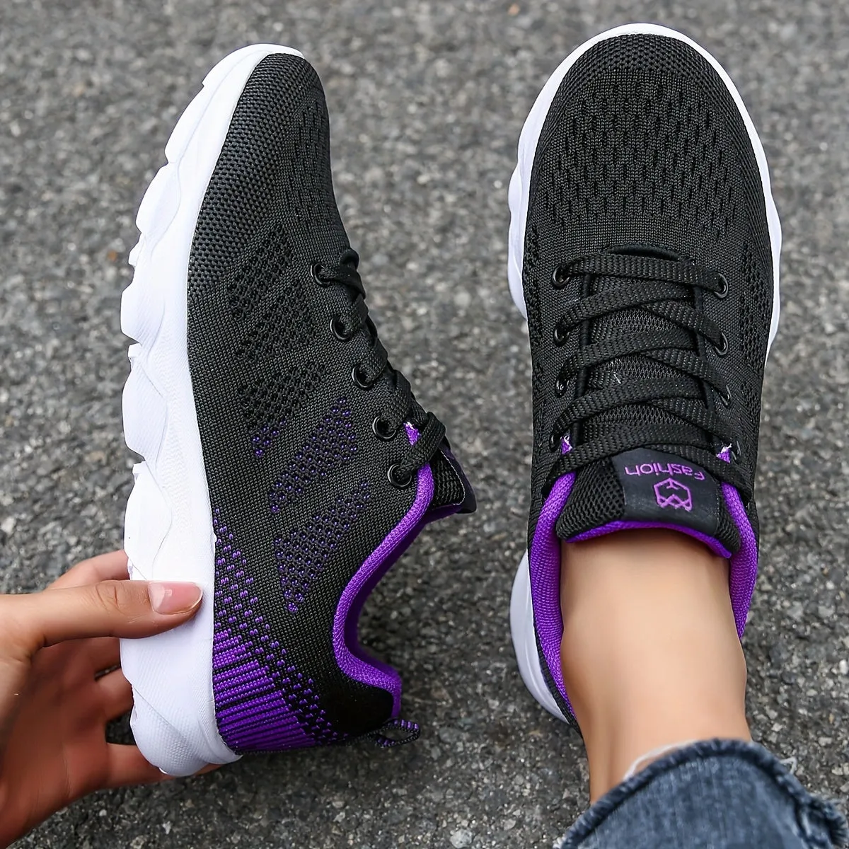 Womens Super-Breathable Lace-Up Sport Shoes - Lightweight & Fashionable Flying Woven Design - Ideal for Casual Everyday Wear - Durable & Comfortable