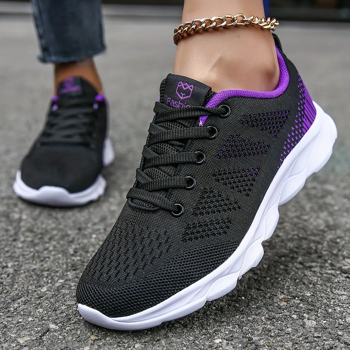 Womens Super-Breathable Lace-Up Sport Shoes - Lightweight & Fashionable Flying Woven Design - Ideal for Casual Everyday Wear - Durable & Comfortable