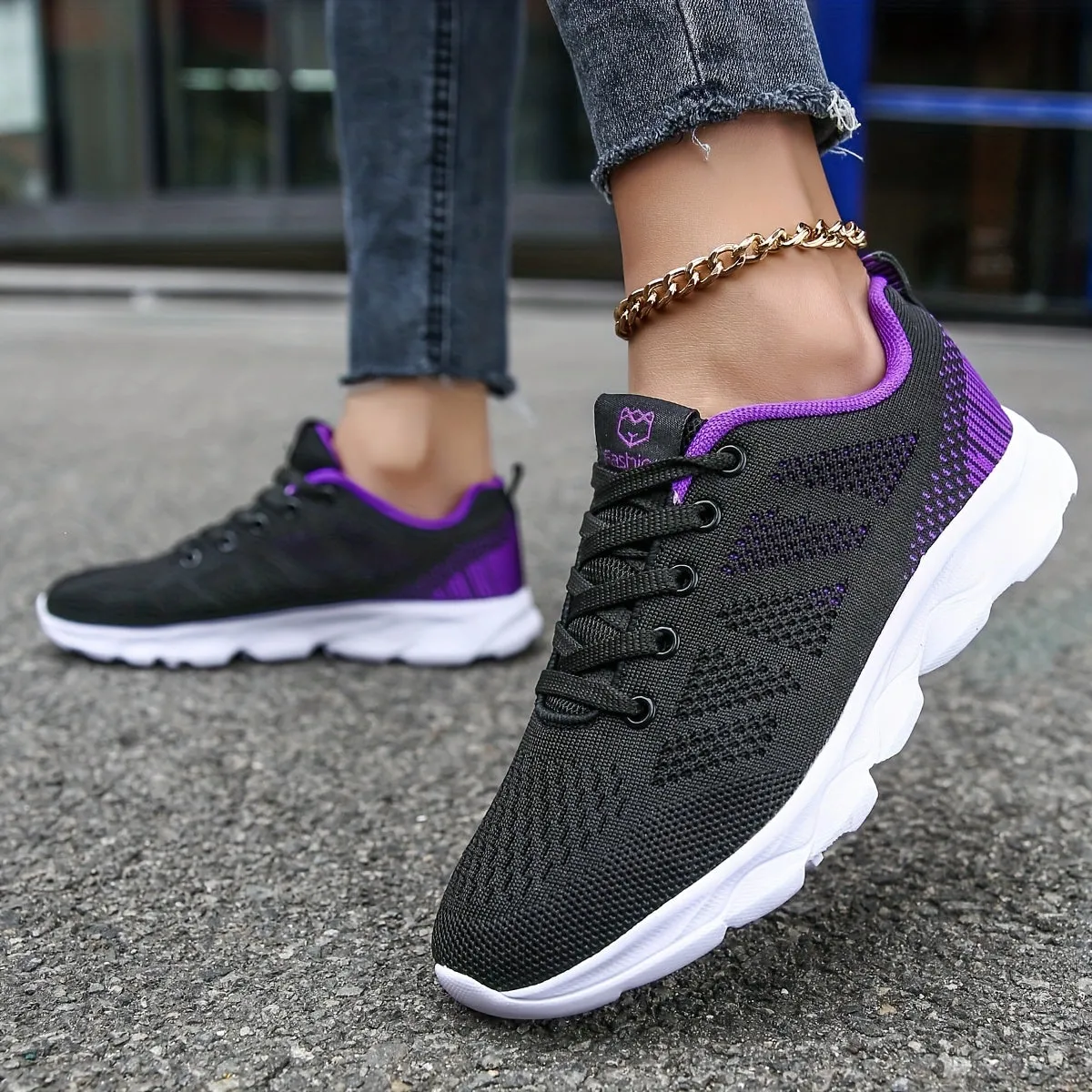 Womens Super-Breathable Lace-Up Sport Shoes - Lightweight & Fashionable Flying Woven Design - Ideal for Casual Everyday Wear - Durable & Comfortable