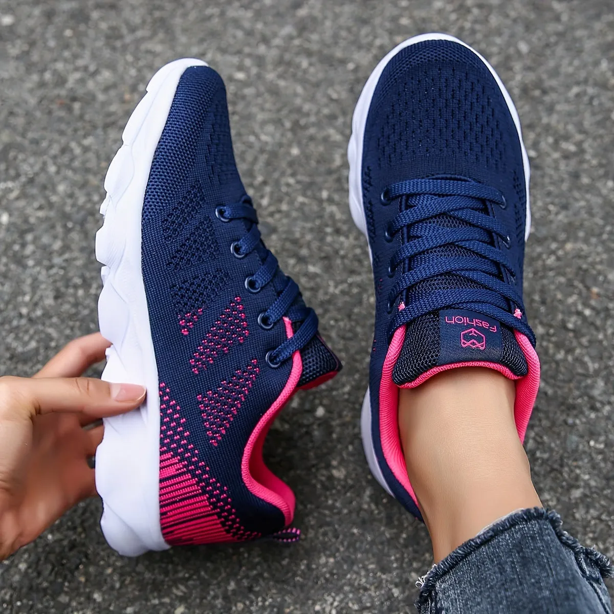 Womens Super-Breathable Lace-Up Sport Shoes - Lightweight & Fashionable Flying Woven Design - Ideal for Casual Everyday Wear - Durable & Comfortable