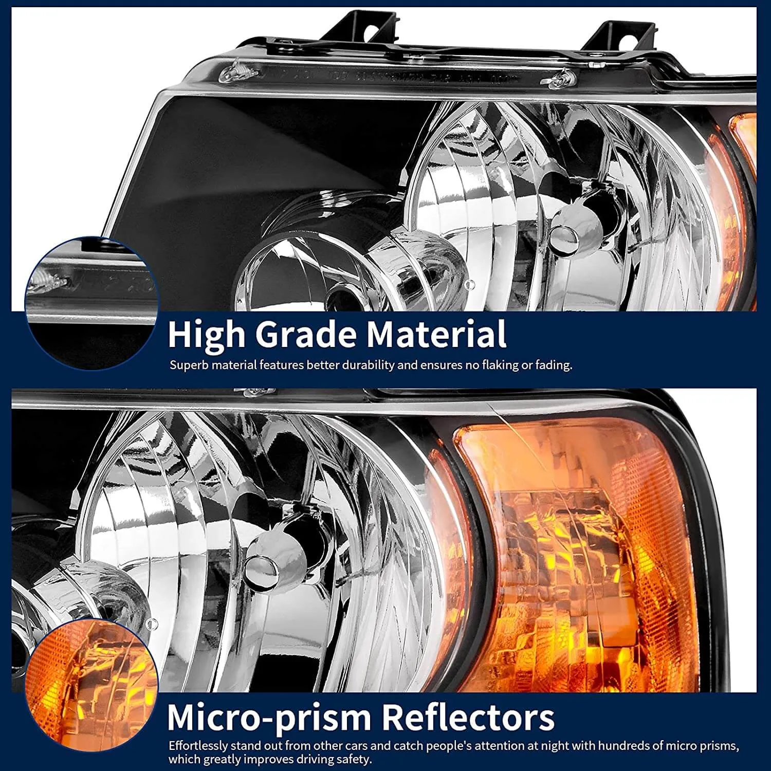 YITAMOTOR® Pair 2003-2006 Ford Expedition Headlight Assembly Black Housing Clear Lens