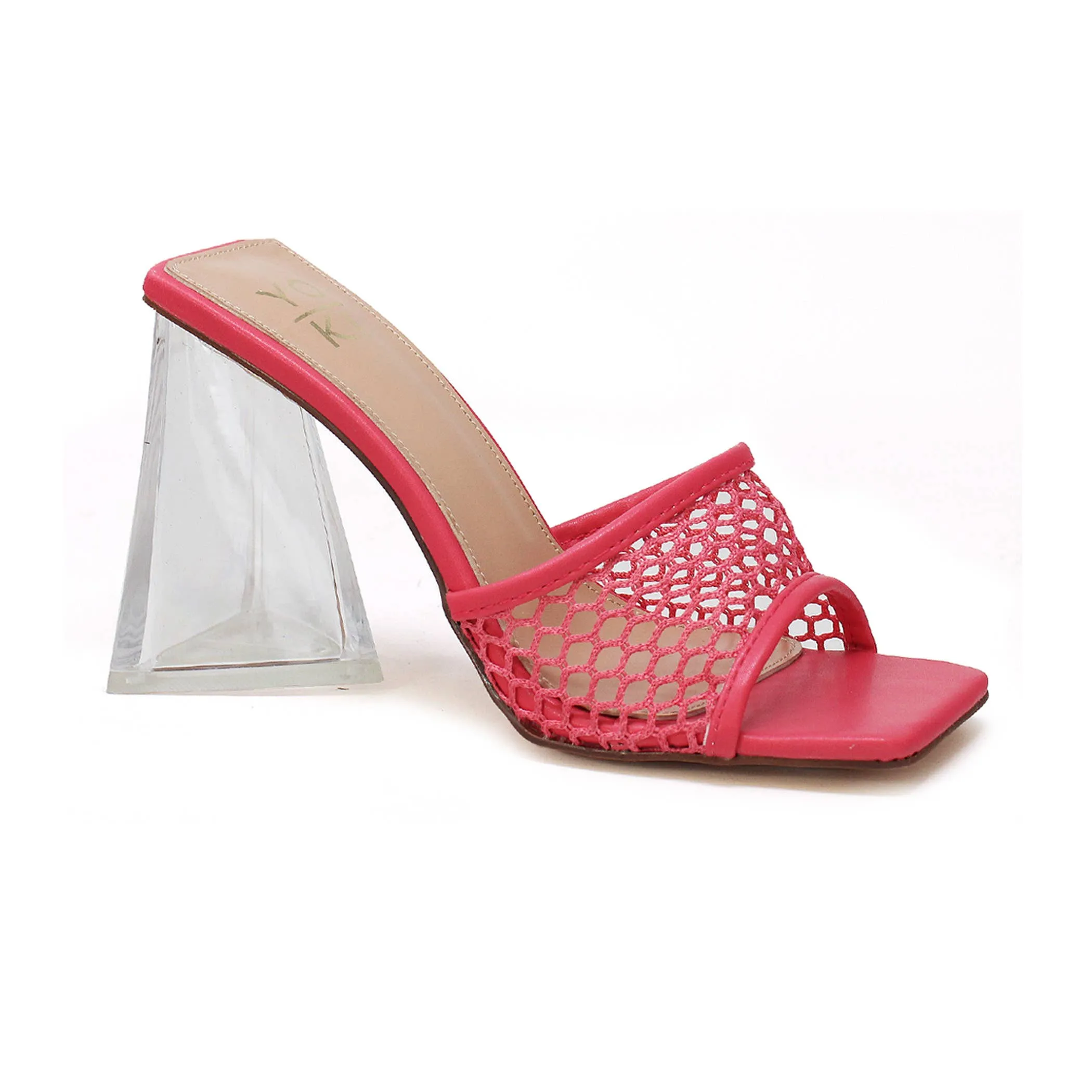 Yoki DRAYA-05 Women's Clear heel Triangle Mesh heels