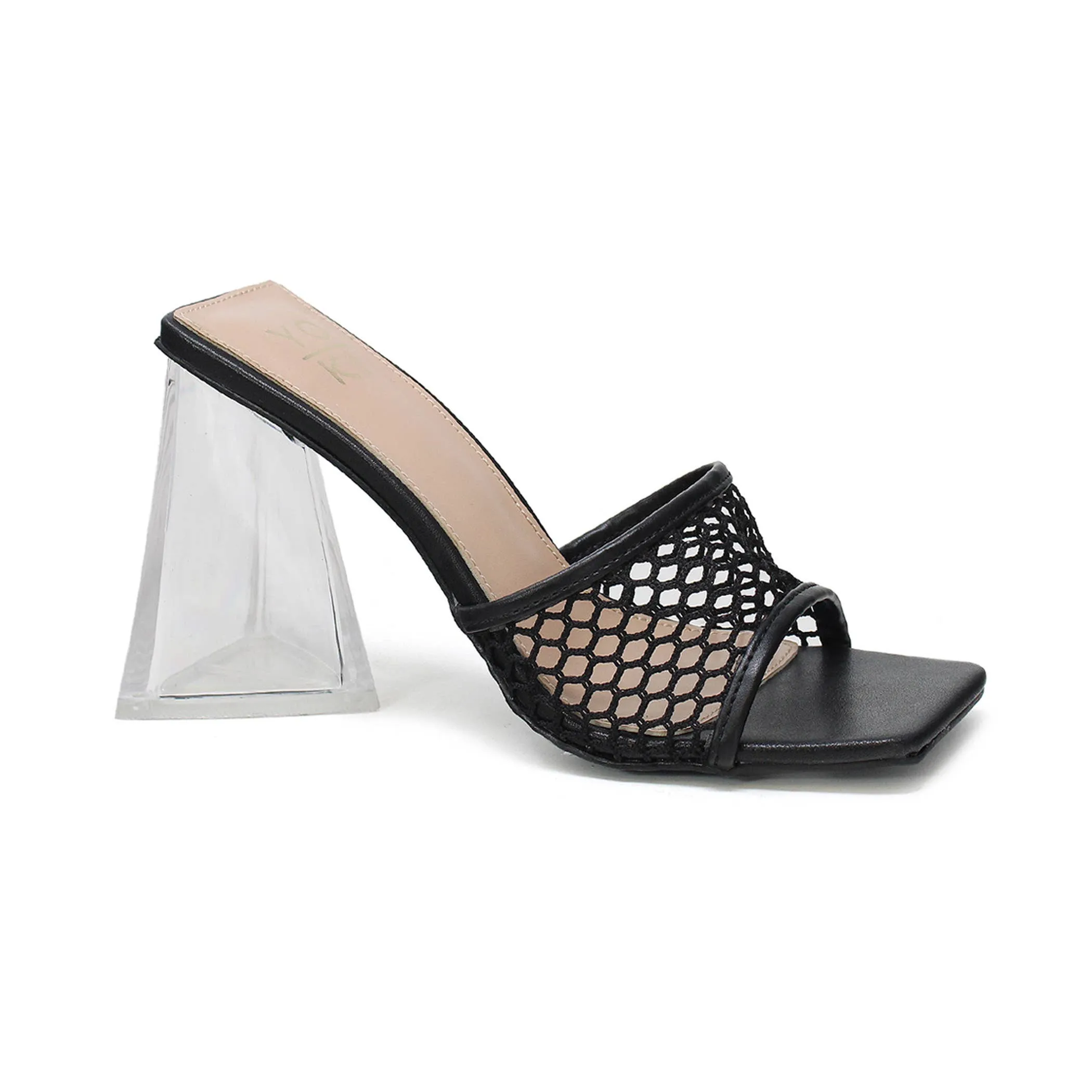 Yoki DRAYA-05 Women's Clear heel Triangle Mesh heels