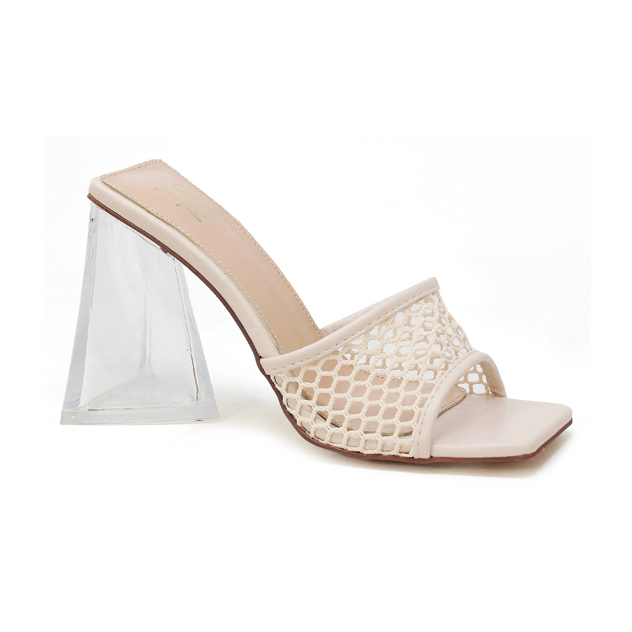 Yoki DRAYA-05 Women's Clear heel Triangle Mesh heels